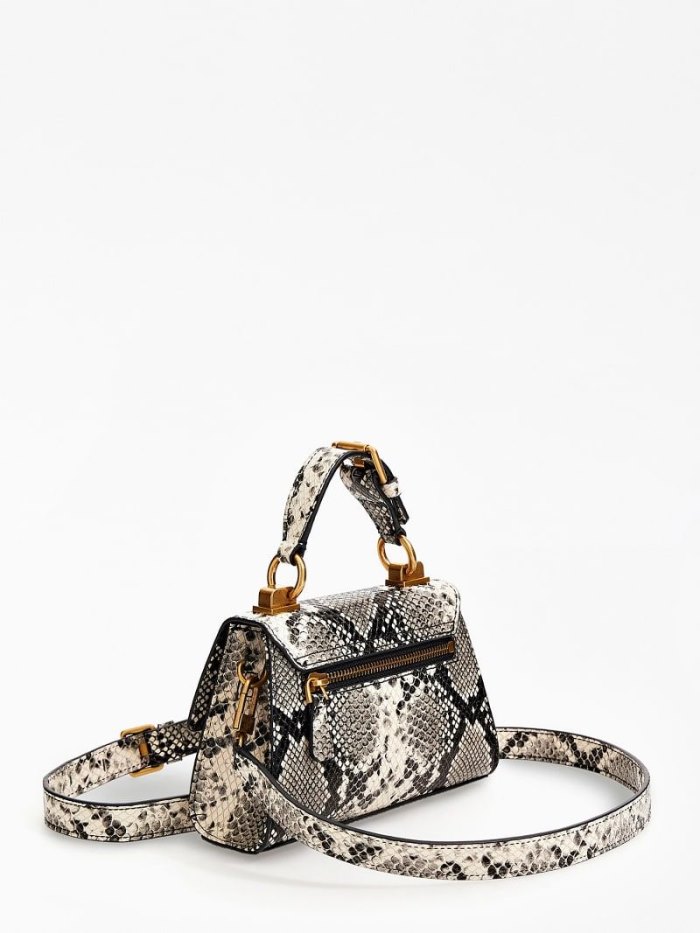 Bolsa de Mano Guess Katey Python Print Mini Mujer Negros | SE-687457