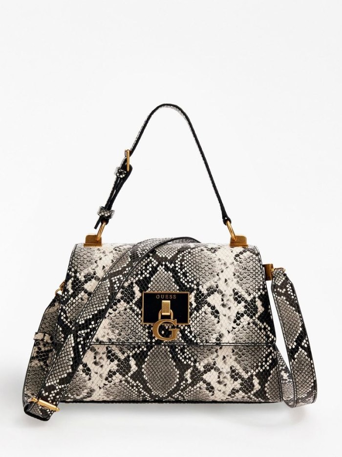 Bolsa de Mano Guess Katey Python Print Mujer Negros | 