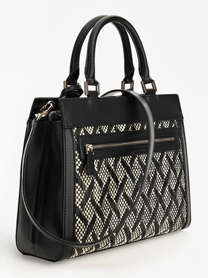 Bolsa de Mano Guess Katey Raffia Mujer Negros | SE-881319