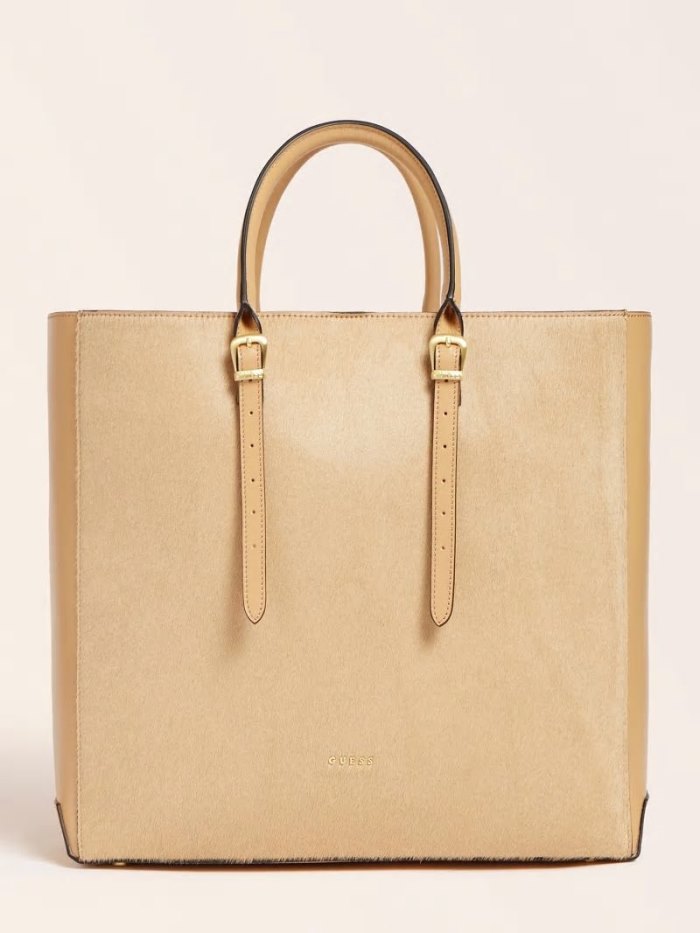 Bolsa de Mano Guess Lady Luxe Real Leather Mujer Beige | SE-469086