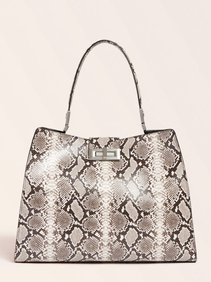 Bolsa de Mano Guess Monia Real Leather Mujer Blancos | SE-326263