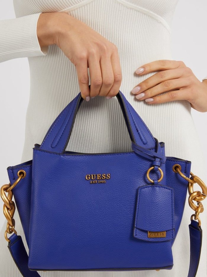 Bolsa de Mano Guess Nell Logo-charm Mujer Azules | SE-182710