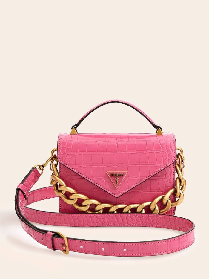 Bolsa de Mano Guess Retour Croc Print Micro Mujer Rosas | SE-067740