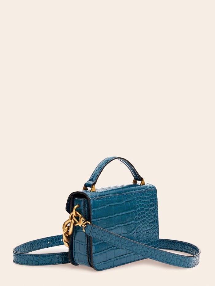 Bolsa de Mano Guess Retour Croc Print Micro Mujer Azules | SE-783678