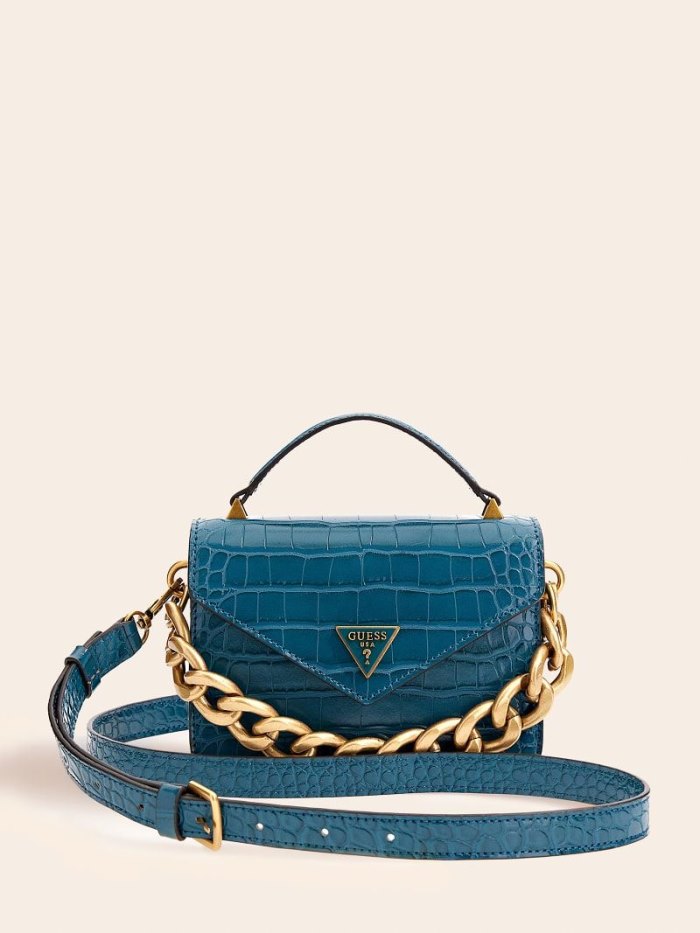 Bolsa de Mano Guess Retour Croc Print Micro Mujer Azules | SE-783678