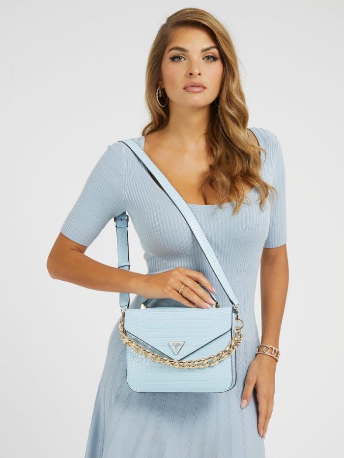 Bolsa de Mano Guess Retour Croc-print Mujer Azules Claro | SE-849141