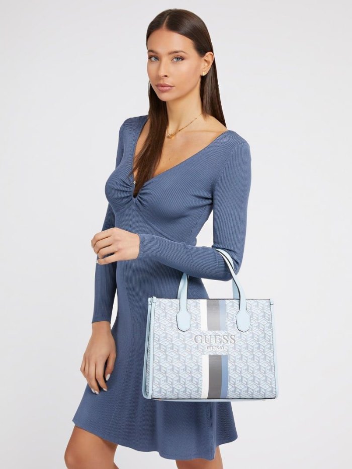 Bolsa de Mano Guess Silvana G Cube Logo Mujer Azules | SE-542101