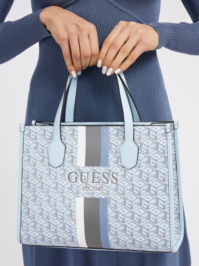 Bolsa de Mano Guess Silvana G Cube Logo Mujer Azules | SE-542101