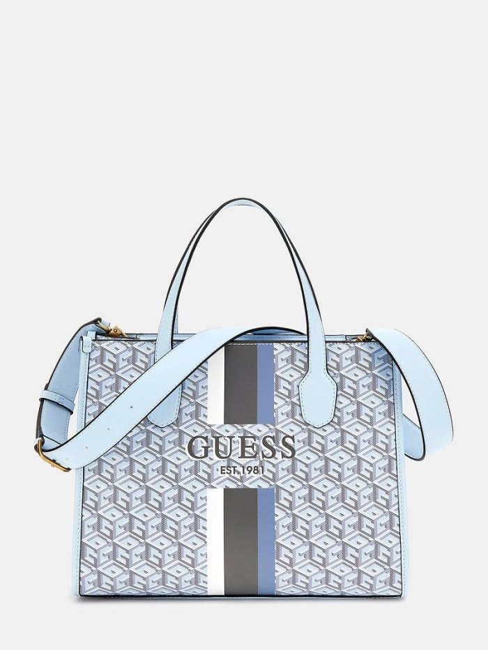 Bolsa de Mano Guess Silvana G Cube Logo Mujer Azules | SE-542101