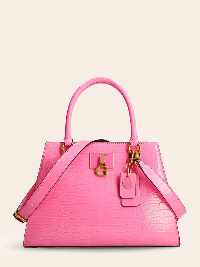 Bolsa de Mano Guess Stephi Croc Print Mujer Rosas | SE-783259