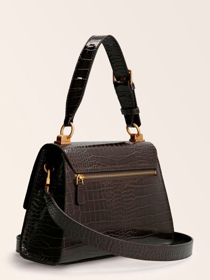 Bolsa de Mano Guess Stephi Croc Print Mujer Marrom | SE-223089