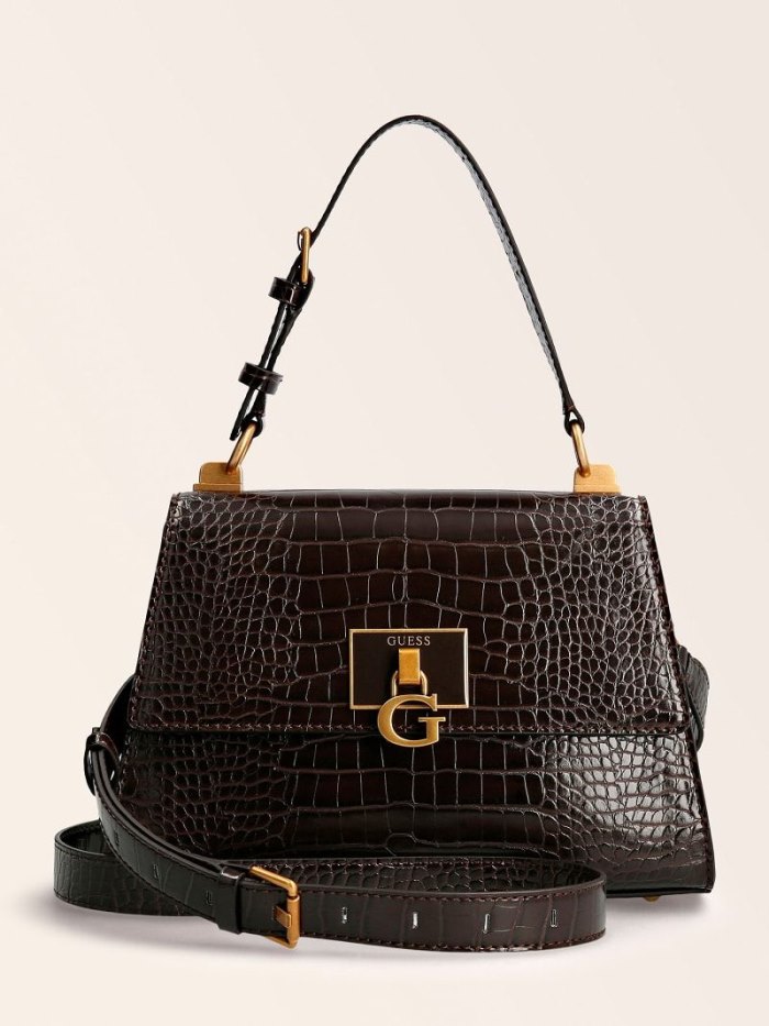 Bolsa de Mano Guess Stephi Croc Print Mujer Marrom | SE-223089