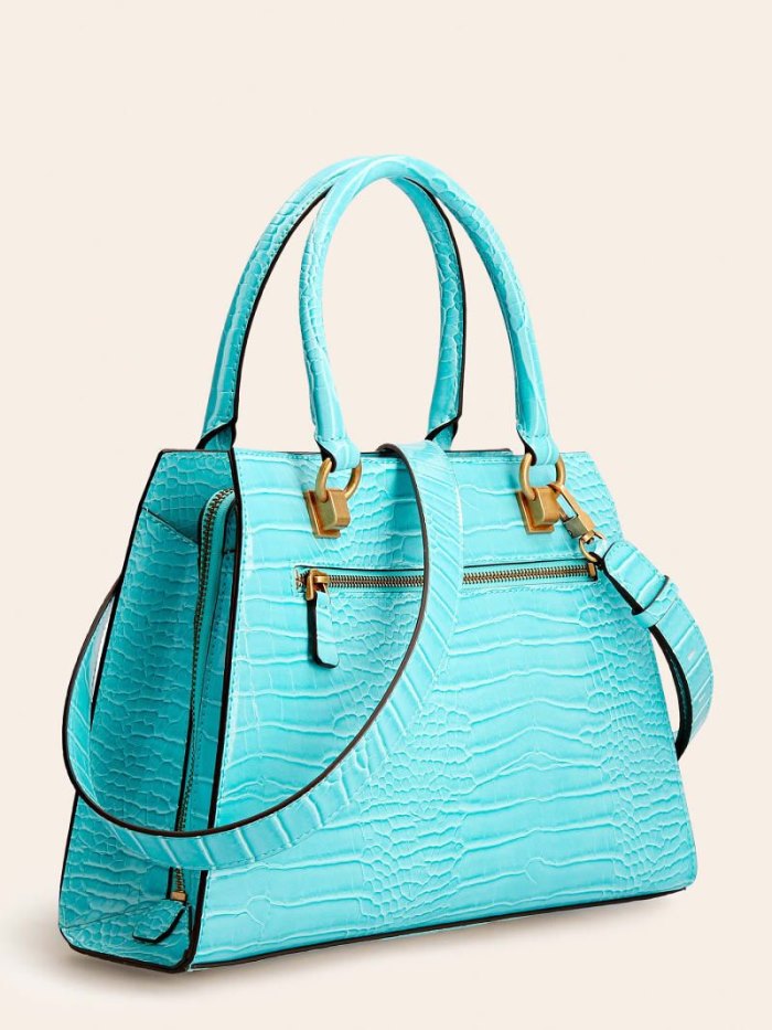 Bolsa de Mano Guess Stephi Croc Print Mujer Azules Claro | SE-796470