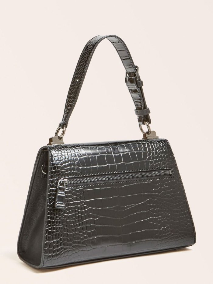 Bolsa de Mano Guess Stephi Croc Print Mujer Negros | SE-219885