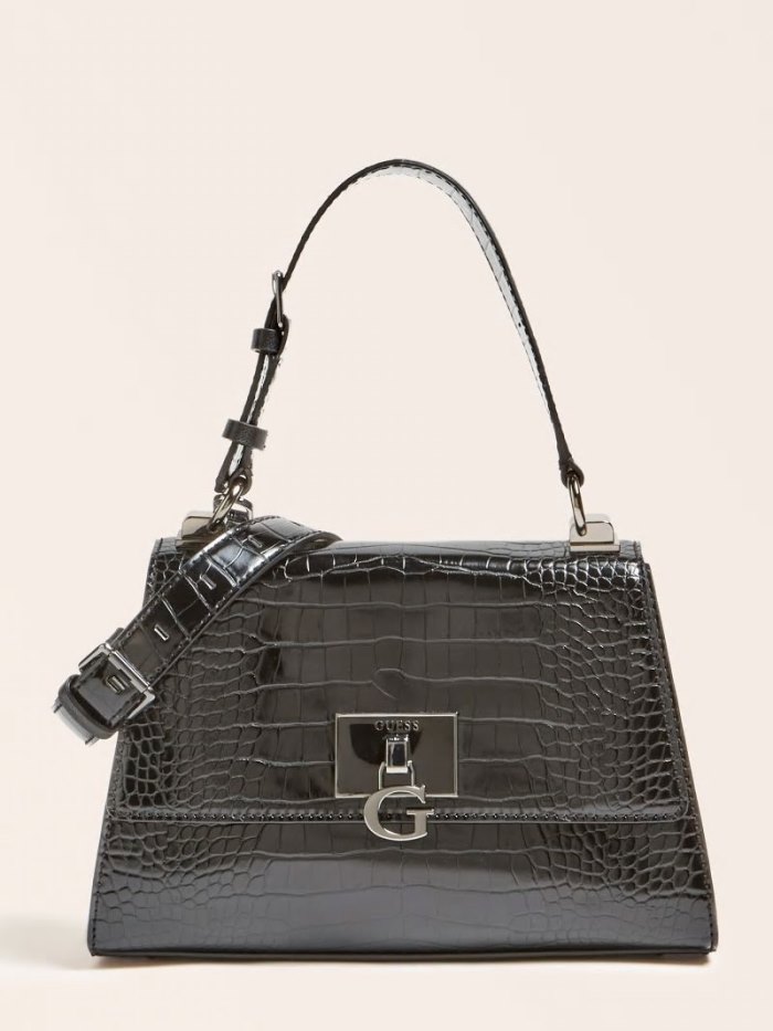 Bolsa de Mano Guess Stephi Croc Print Mujer Negros | SE-219885