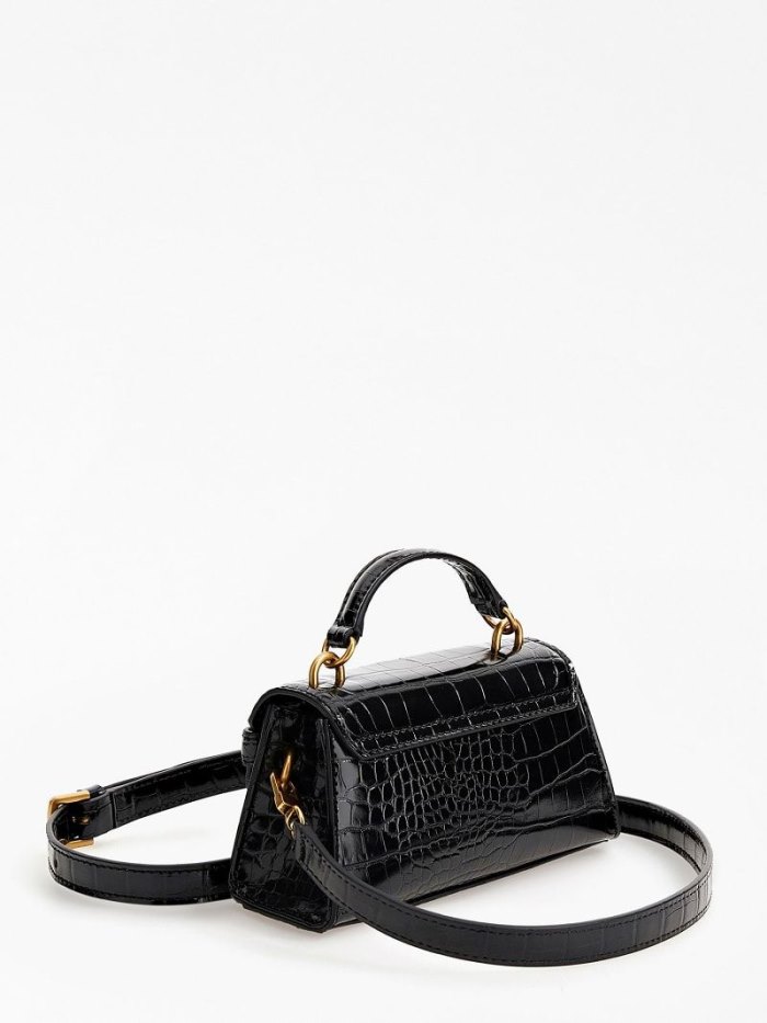 Bolsa de Mano Guess Tullia Croc Print Micro Mujer Negros | SE-220743