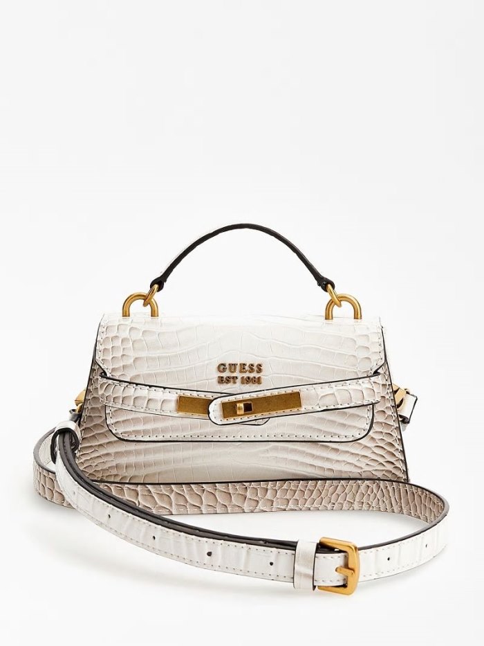 Bolsa de Mano Guess Tullia Croc Print Micro Mujer Blancos | SE-542398