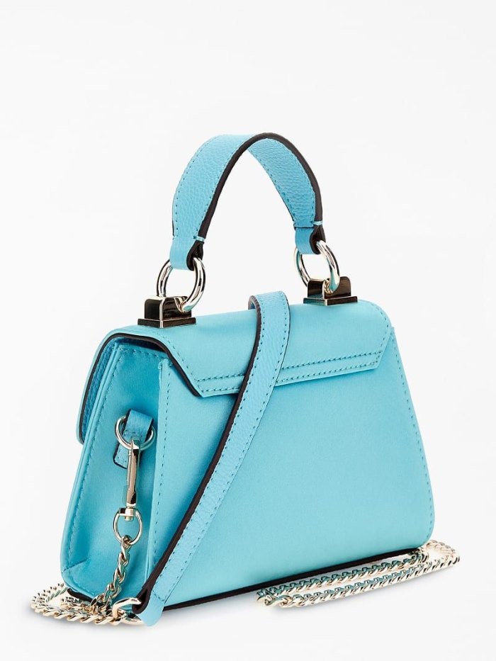 Bolsa de Mano Guess Velina Satin Mini Mujer Azules Claro | SE-713272