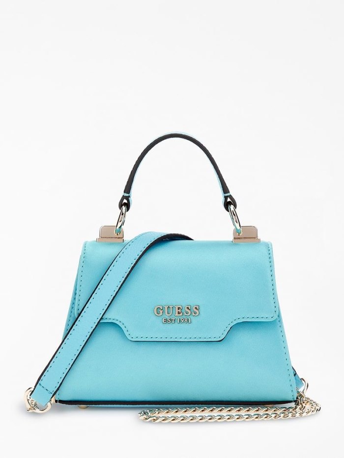 Bolsa de Mano Guess Velina Satin Mini Mujer Azules Claro | SE-713272