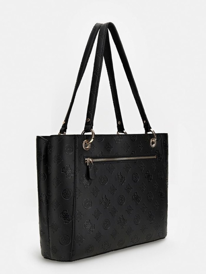 Bolsas Guess Galeria Embossed Logo Tote Bag Mujer Negros | SE-038039