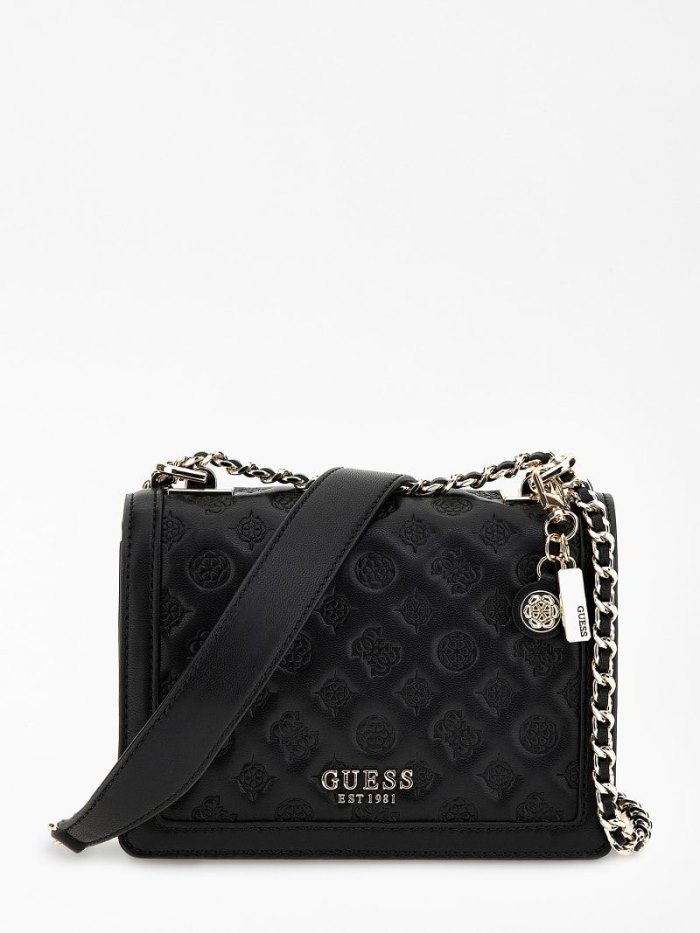 Bolsas Hombro Guess Abey Debossed-logo Mini Mujer Negros | SE-845719