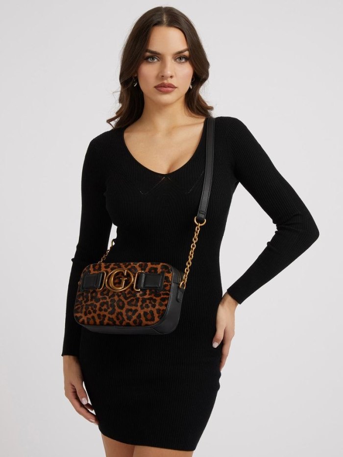 Bolsas Hombro Guess Aviana Genuine Leather Mini Mujer Animalier | SE-380687