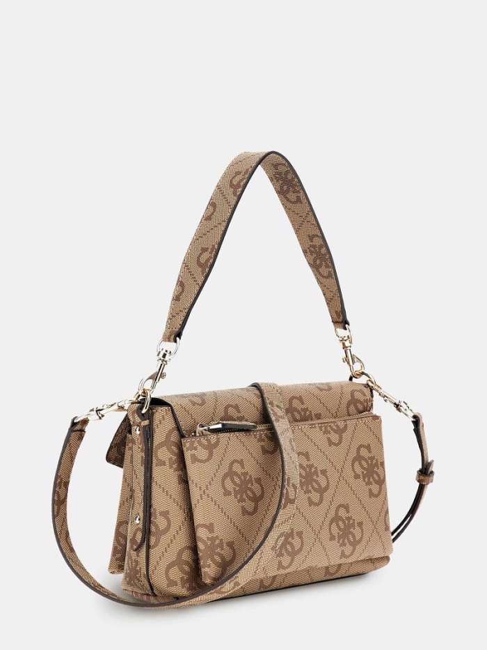 Bolsas Hombro Guess Eco Brenton 4g Logo Mujer Beige | SE-422393