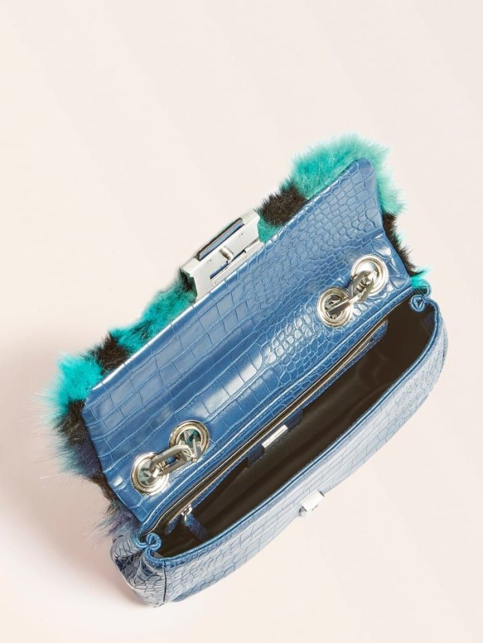 Bolsas Hombro Guess Helma Faux Fur Mujer Azules | SE-404780