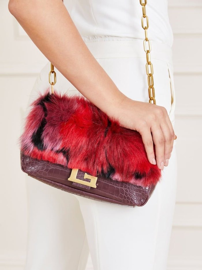 Bolsas Hombro Guess Helma Faux Fur Mujer Rojos | SE-386836