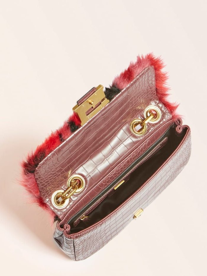 Bolsas Hombro Guess Helma Faux Fur Mujer Rojos | SE-386836