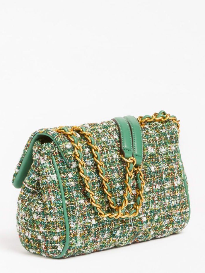 Bolsas Hombro Guess Kimi Tweed Mini Mujer Verdes | SE-111860