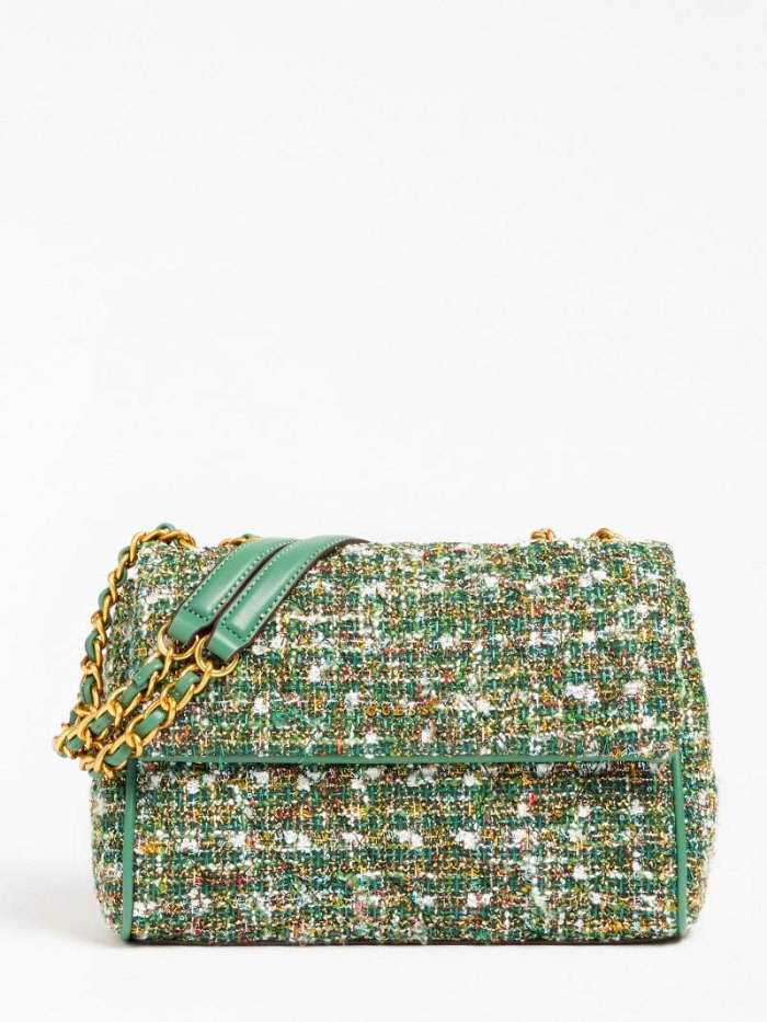 Bolsas Hombro Guess Kimi Tweed Mini Mujer Verdes | SE-111860