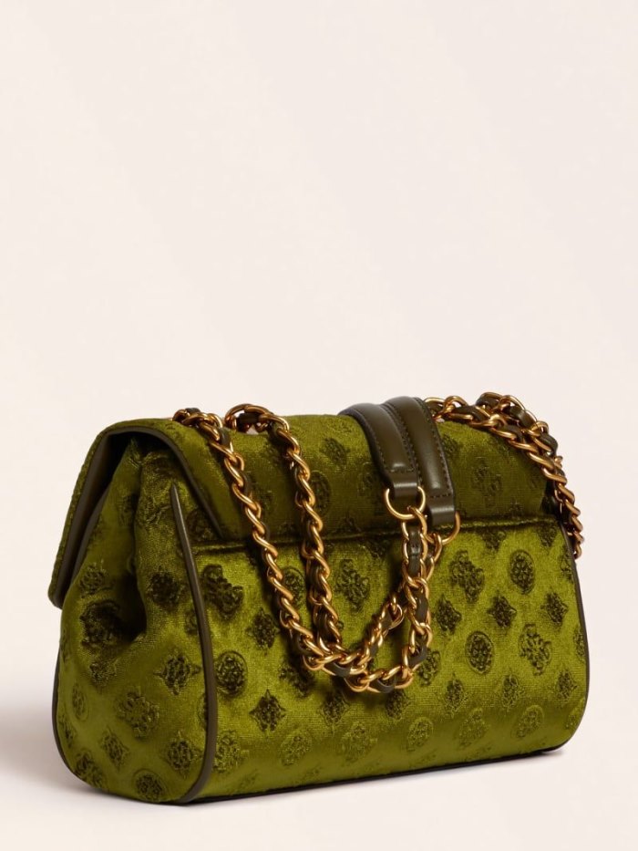 Bolsas Hombro Guess Kimi Velvet Mujer Verdes | SE-452539