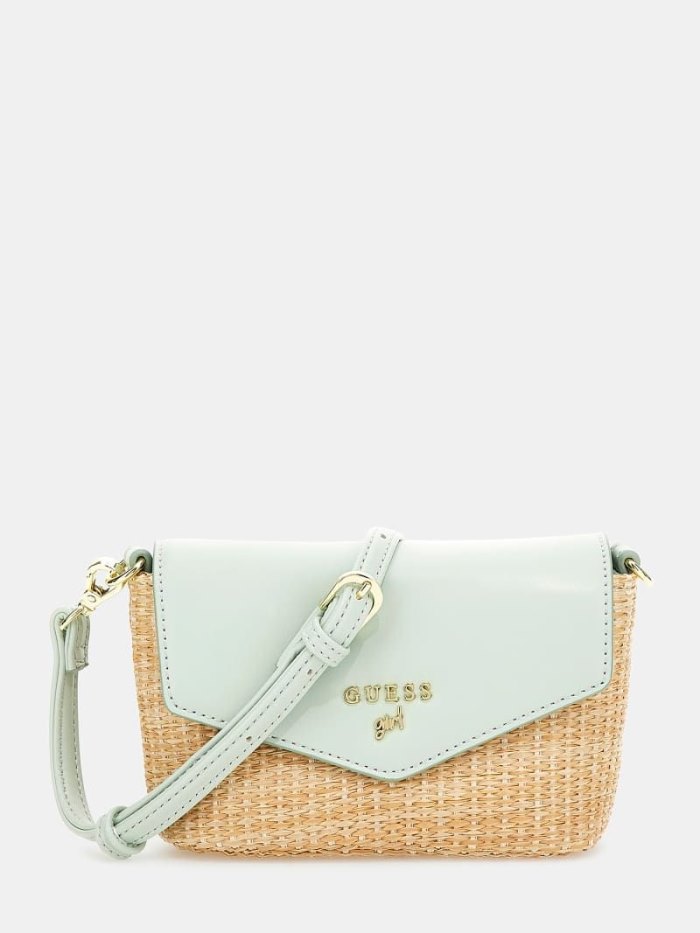 Bolsas Hombro Guess Raffia Mini Niños Verdes Claro | SE-809566