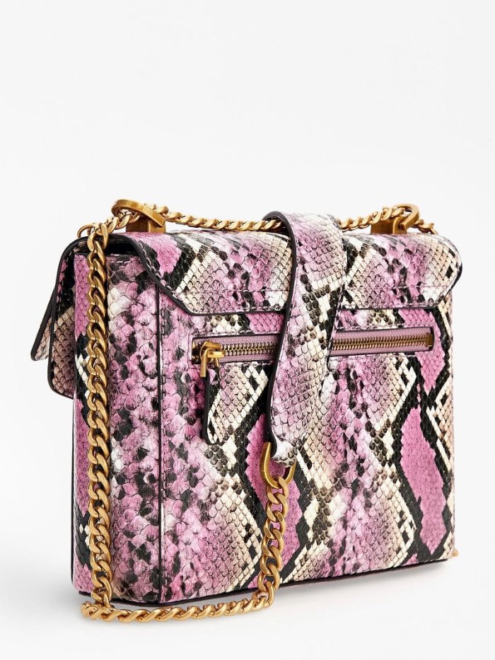 Bolsas Hombro Guess Shenny Python-print Mini Mujer Rosas | 