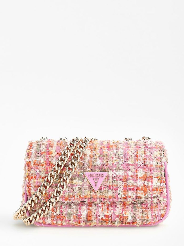 Bolsas Hombro Guess Spark Tweed Mini Mujer Rosas | SE-387485