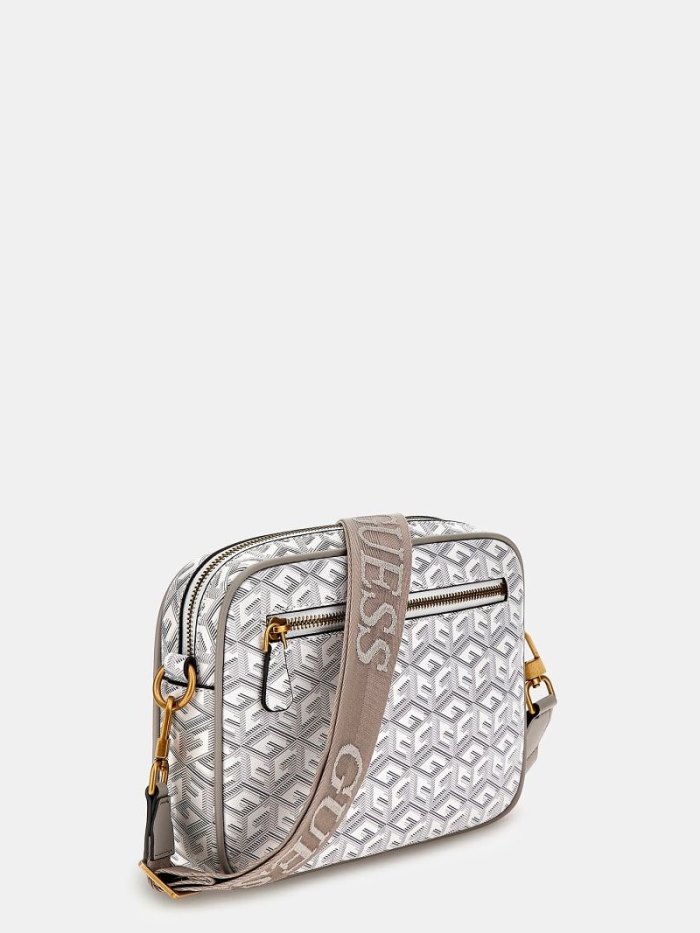 Bolsas Hombro Guess Vikky G Cube Logo Mujer Creme | SE-659208