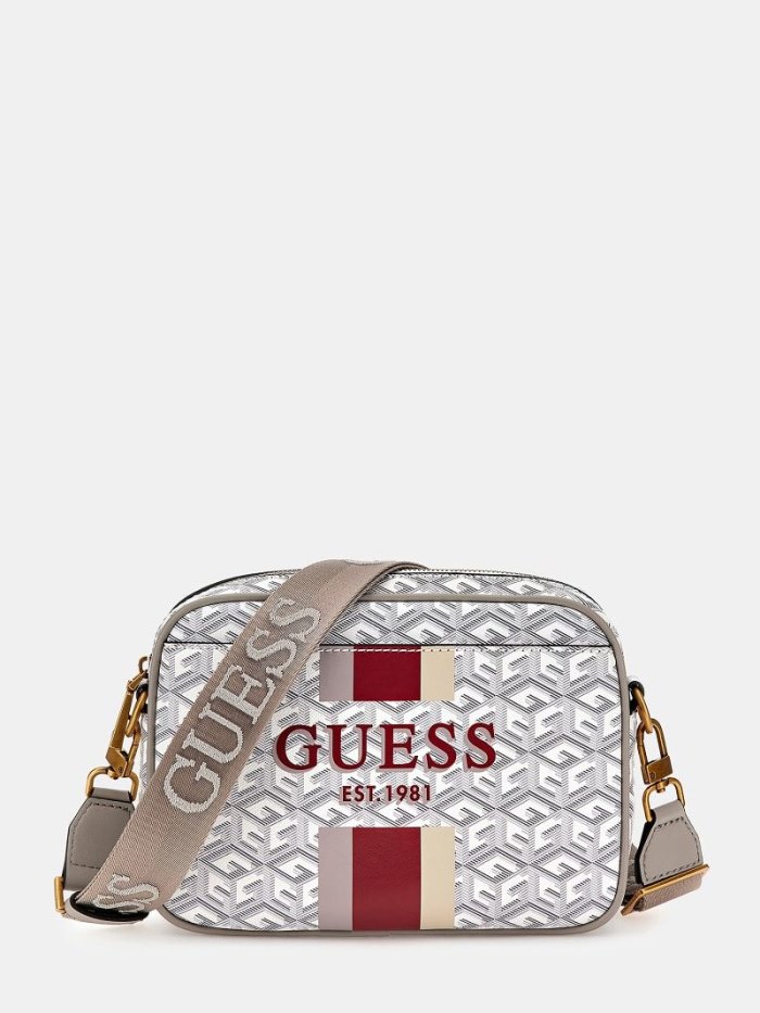 Bolsas Hombro Guess Vikky G Cube Logo Mujer Creme | SE-659208