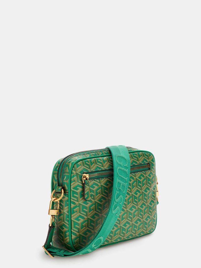 Bolsas Hombro Guess Vikky G Cube Logo Mujer Verdes | SE-686674