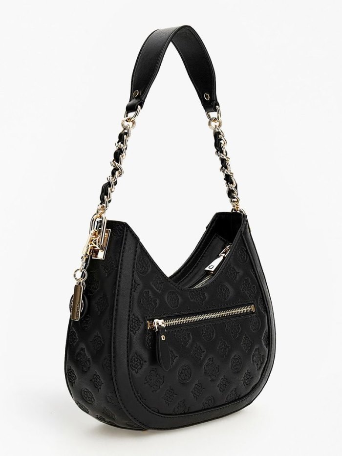 Bolso Hobo Guess Abey Debossed-logo Mini Mujer Negros | SE-182407