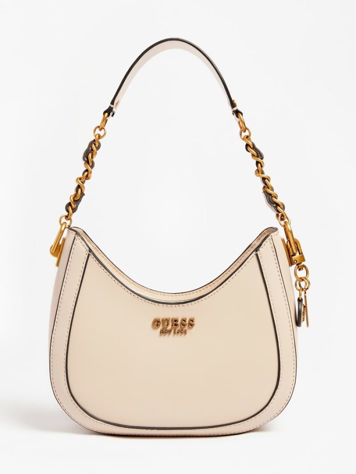 Bolso Hobo Guess Chain Handle Abey Mini Mujer Creme | SE-749751