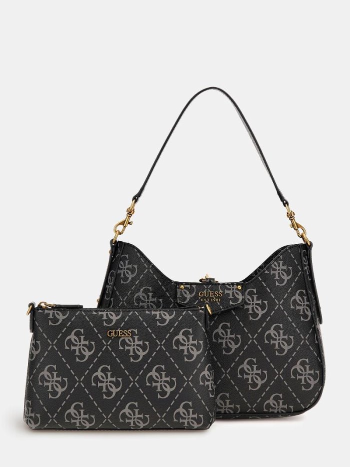 Bolso Hobo Guess Eco Brenton Maxi 4g Logo Mujer Grises | SE-415354