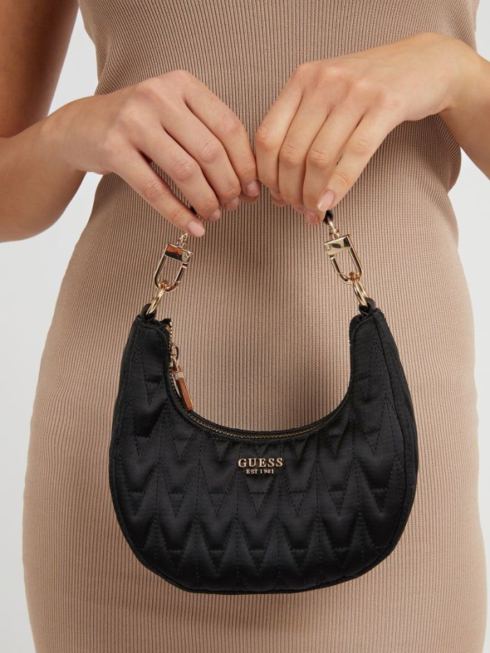 Bolso Hobo Guess Golden Rock Quilted Mini Mujer Negros | SE-221779