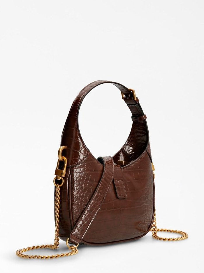 Bolso Hobo Guess Maimie Croc Print Mini Mujer Marrom | SE-406046