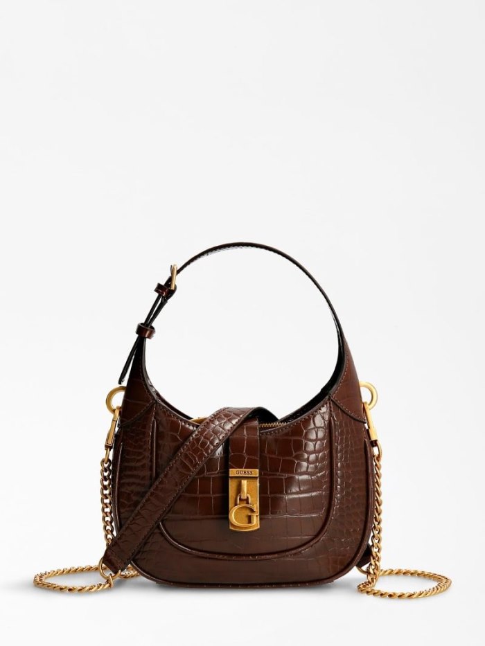 Bolso Hobo Guess Maimie Croc Print Mini Mujer Marrom | SE-406046