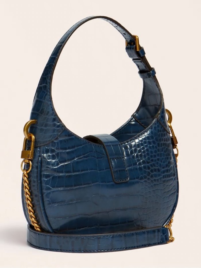 Bolso Hobo Guess Maimie Croc Print Mini Mujer Azules | SE-201670