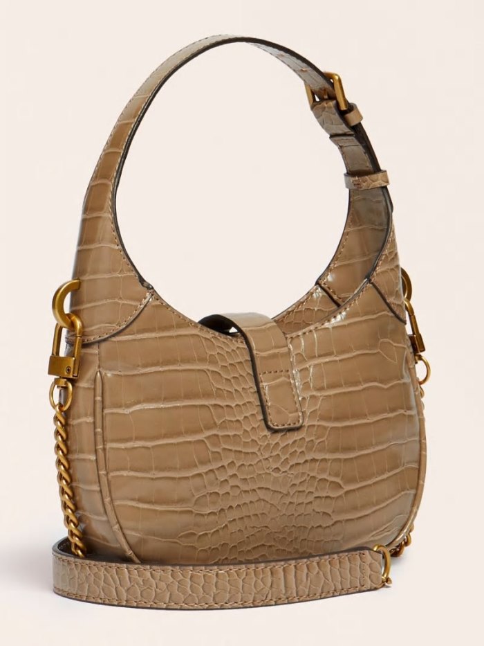 Bolso Hobo Guess Maimie Croc Print Mini Mujer Creme | SE-636008