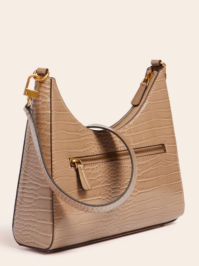 Bolso Hobo Guess Stephi Croc Print Mujer Creme | SE-515990