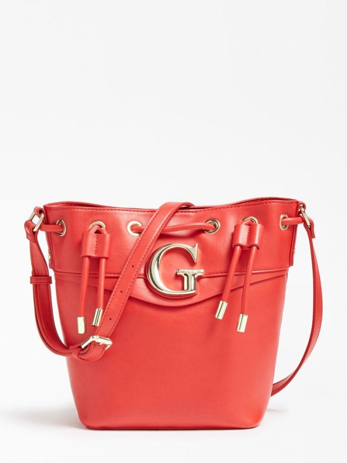 Bolso Saco Guess Genevieve Bucket Bag Mujer Rojos | SE-480685