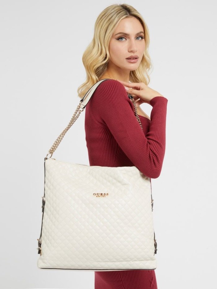 Bolsos Shopper Guess Adam Quilted Mujer Blancos | SE-636677